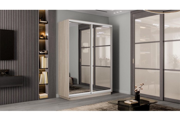 Шкаф-купе 2-х дверный «Румер-2» 1400 - СШК 3.140.70-13.13 Ясень шимо светлый (Зеркало/Зеркало)