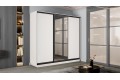 Шкаф-купе 3-х дверный «Румер-2» 2100 - СШК 3.210.70-11.13.11(Н) Белый снег, Черный профиль (Глухой/Зеркало/Глухой)