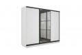 Шкаф-купе 3-х дверный «Румер-2» 2100 - СШК 3.210.70-11.13.11(Н) Белый снег, Черный профиль (Глухой/Зеркало/Глухой)