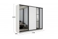 Шкаф-купе 3-х дверный «Румер-2» 2100 - СШК 3.210.70-13.11.13(Н) Белый снег, Черный профиль (Зеркало/Глухой/Зеркало)