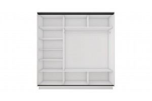 Шкаф-купе 3-х дверный Румер-2 2100 Белый снег, Черный профиль (Зеркало/Глухой/Зеркало)