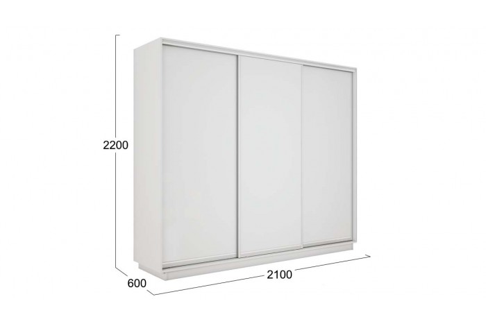 Шкаф-купе 3-х дверный «Румер-2» 2100 - СШК 3.210.70-11.11.11 Белый снег (Глухой/Глухой/Глухой)
