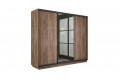 Шкаф-купе 3-х дверный «Румер-2» 2100 - СШК 3.210.70-11.13.11(Н) Дуб Крафт Табачный, Черный профиль (Глухой/Зеркало/Глухой)