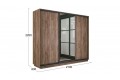 Шкаф-купе 3-х дверный «Румер-2» 2100 - СШК 3.210.70-11.13.11(Н) Дуб Крафт Табачный, Черный профиль (Глухой/Зеркало/Глухой)