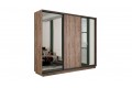 Шкаф-купе 3-х дверный «Румер-2» 2100 - СШК 3.210.70-13.11.13(Н) Дуб Крафт Табачный, Черный профиль (Зеркало/Глухой/Зеркало)