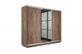 Шкаф-купе 3-х дверный «Румер-2» 2100 - СШК 3.210.70-11.13.11 Дуб Крафт Табачный (Глухой/Зеркало/Глухой)