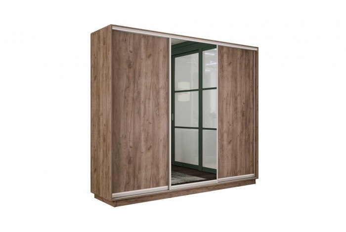 Шкаф-купе 3-х дверный «Румер-2» 2100 - СШК 3.210.70-11.13.11 Дуб Крафт Табачный (Глухой/Зеркало/Глухой)