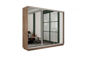 Шкаф-купе 3-х дверный Румер-2 2100 Дуб Крафт Табачный (Зеркало/Зеркало/Зеркало)