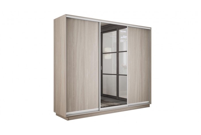 Шкаф-купе 3-х дверный «Румер-2» 2100 - СШК 3.210.70-11.13.11 Ясень шимо светлый (Глухой/Зеркало/Глухой)
