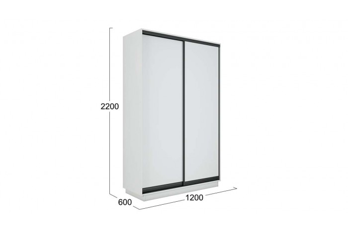 Шкаф-купе 2-х дверный «Румер-2» 1200 - СШК 3.120.60-11.11(Н) Белый снег, Черный профиль (Глухой/Глухой)