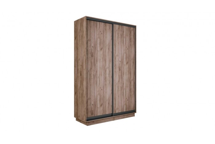 Шкаф-купе 2-х дверный «Румер-2» 1200 - СШК 3.120.60-11.11(Н) Дуб Крафт Табачный, Черный профиль (Глухой/Глухой)