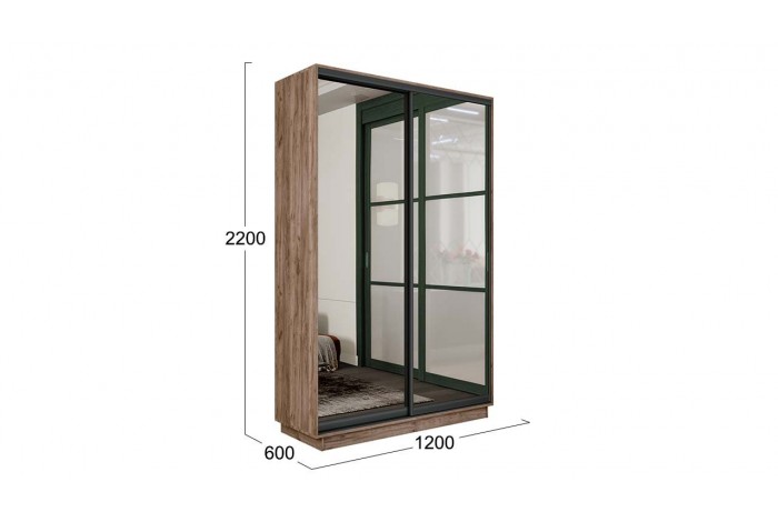 Шкаф-купе 2-х дверный «Румер-2» 1200 - СШК 3.120.60-13.13(Н) Дуб Крафт Табачный (Зеркало/Зеркало)