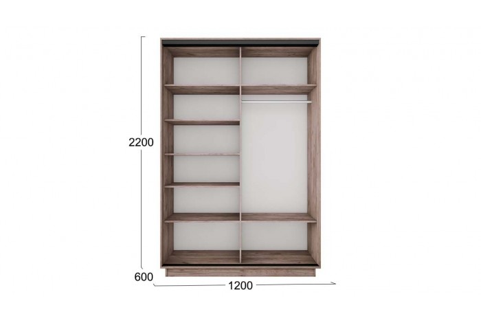 Шкаф-купе 2-х дверный «Румер-2» 1200 - СШК 3.120.60-13.13(Н) Дуб Крафт Табачный (Зеркало/Зеркало)