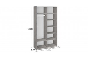 Шкаф-купе 2-х дверный Траст 1200 Бетон (Глухой/Зеркало)