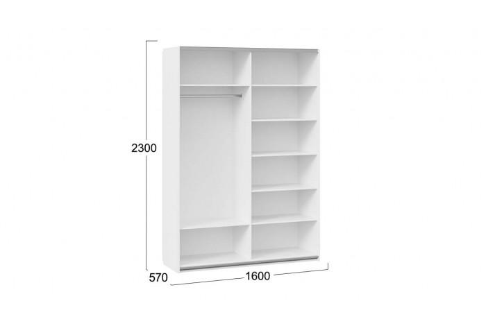 Шкаф-купе 2-х дверный «Траст» 1600 - СШК 2.160.80-11.13 Белый снег (Глухой/Зеркало)