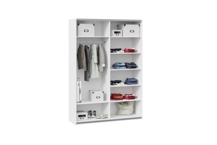 Шкаф-купе 2-х дверный «Траст» 1600 - СШК 2.160.80-11.13 Белый снег (Глухой/Зеркало)