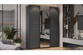 Шкаф-купе с 2 глухими и 1 зеркальной дверями «Оскар Скания» 1800 Ручка черная, Серый графит, Графит матовый (Глухой/Зеркало/Глухой)