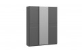 Шкаф-купе с 2 глухими и 1 зеркальной дверями «Оскар Скания» 1800 Ручка черная, Серый графит, Графит матовый (Глухой/Зеркало/Глухой)