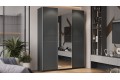 Шкаф-купе с 2 глухими и 1 зеркальной дверями «Оскар Скания» 1800 Ручка серебро, Серый графит, Графит матовый (Глухой/Зеркало/Глухой)