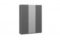 Шкаф-купе с 2 глухими и 1 зеркальной дверями «Оскар Скания» 1800 Ручка серебро, Серый графит, Графит матовый (Глухой/Зеркало/Глухой)