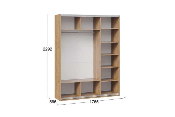 Шкаф-купе с 3 глухими дверями «Оскар Скания» 1800 Ручка черная, Дуб Крафт золотой, Белый снег, Белый матовый (Глухой/Глухой/Глухой)