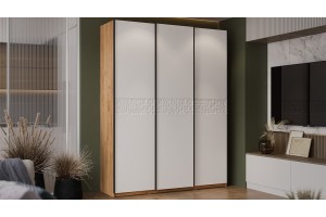 Шкаф-купе с 3 глухими дверями Оскар Скания 1800 Ручка черная, Дуб Крафт золотой, Белый снег, Белый матовый (Глухой/Глухой/Глухой)