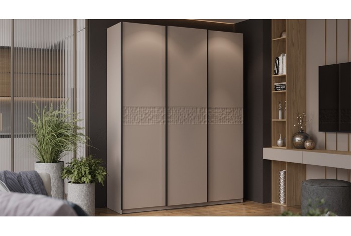 Шкаф-купе с 3 глухими дверями «Оскар Скания» 1800 Ручка черная, Кашемир, Кашемир сатин (Глухой/Глухой/Глухой)