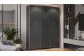 Шкаф-купе с 3 глухими дверями «Оскар Скания» 1800 Ручка серебро, Серый графит, Графит матовый (Глухой/Глухой/Глухой)