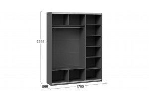 Шкаф-купе с 2 глухими и 1 зеркальной дверями Оскар Скания 1800 Ручка серебро, Серый графит, Графит матовый (Глухой/Зеркало/Глухой)