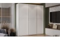 Шкаф-купе с 3 глухими дверями «Оскар Скания» 2100 Ручка белая, Белый снег, Белый матовый (Глухой/Глухой/Глухой)