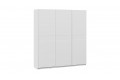 Шкаф-купе с 3 глухими дверями «Оскар Скания» 2100 Ручка белая, Белый снег, Белый матовый (Глухой/Глухой/Глухой)