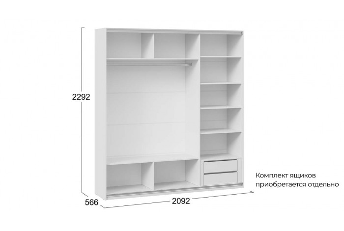 Шкаф-купе с 3 глухими дверями «Оскар Скания» 2100 Ручка серебро, Белый снег, Белый матовый (Глухой/Глухой/Глухой)