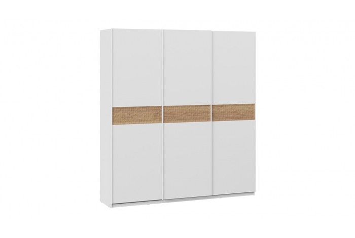 Шкаф-купе с 3 глухими дверями «Оскар Скания» 2100 Ручка белая, Белый снег, Дуб тортугга (Глухой/Глухой/Глухой)