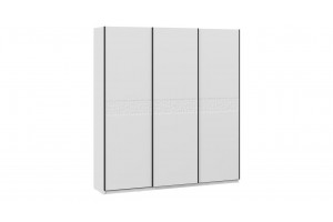 Шкаф-купе с 3 глухими дверями Оскар Скания 2100 Ручка черная, Белый снег, Белый матовый (Глухой/Глухой/Глухой)