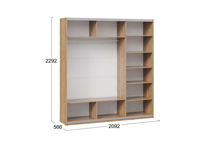 Шкаф-купе с 3 глухими дверями «Оскар Скания» 2100 Ручка черная, Дуб Крафт золотой, Серый графит, Графит матовый (Глухой/Глухой/Глухой)