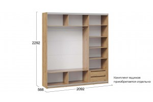 Шкаф-купе с 3 глухими дверями Оскар Скания 2100 Ручка черная, Дуб Крафт золотой, Серый графит, Графит матовый (Глухой/Глухой/Глухой)