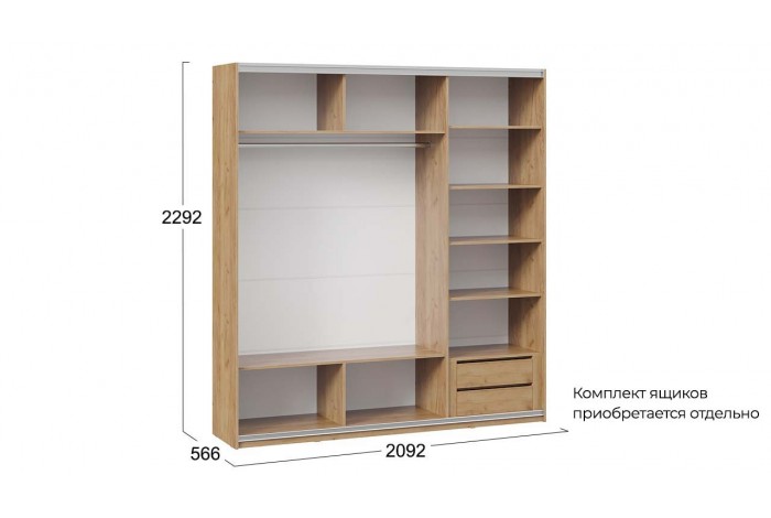 Шкаф-купе с 3 глухими дверями «Оскар Скания» 2100 Ручка черная, Дуб Крафт золотой, Серый графит, Графит матовый (Глухой/Глухой/Глухой)