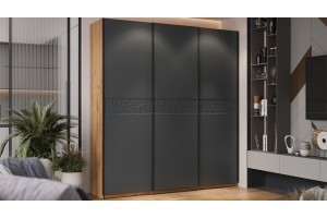 Шкаф-купе с 3 глухими дверями Оскар Скания 2100 Ручка черная, Дуб Крафт золотой, Серый графит, Графит матовый (Глухой/Глухой/Глухой)