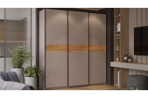 Шкаф-купе с 3 глухими дверями Оскар Скания 2100 Ручка черная, Кашемир, Дуб тортугга (Глухой/Глухой/Глухой)