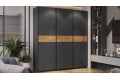 Шкаф-купе с 3 глухими дверями «Оскар Скания» 2100 Ручка черная, Серый графит, Дуб тортугга (Глухой/Глухой/Глухой)