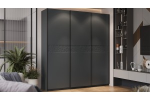 Шкаф-купе с 3 глухими дверями Оскар Скания 2100 Ручка черная, Серый графит, Графит матовый (Глухой/Глухой/Глухой)