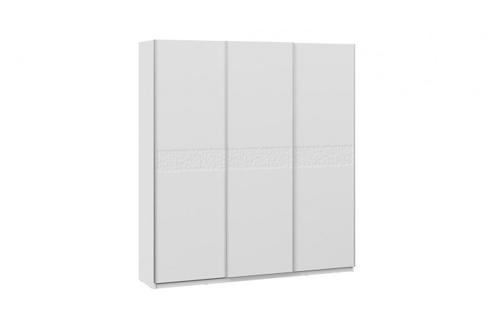 Шкаф-купе с 3 глухими дверями «Оскар Скания» 2100 Ручка серебро, Белый снег, Белый матовый (Глухой/Глухой/Глухой)