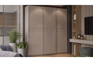 Шкаф-купе с 3 глухими дверями Оскар Скания 2100 Ручка серебро, Кашемир, Кашемир сатин (Глухой/Глухой/Глухой)