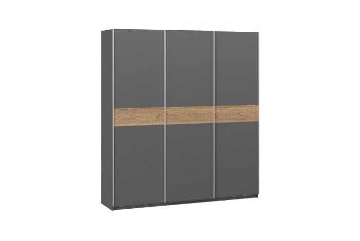 Шкаф-купе с 3 глухими дверями «Оскар Скания» 2100 Ручка серебро, Серый графит, Дуб тортугга (Глухой/Глухой/Глухой)