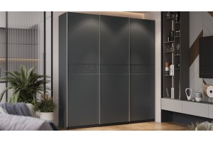 Шкаф-купе с 3 глухими дверями Оскар Скания 2100 Ручка серебро, Серый графит, Графит матовый (Глухой/Глухой/Глухой)