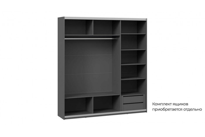 Шкаф-купе с 3 глухими дверями «Оскар Скания» 2100 Ручка черная, Серый графит, Графит матовый (Глухой/Глухой/Глухой)