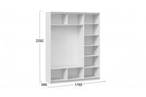 Шкаф-купе с 2 глухими и 1 зеркальной дверями Оскар Хилтон 1800 Ручка серебро, Белый снег, Белый матовый (Глухой/Зеркало/Глухой)