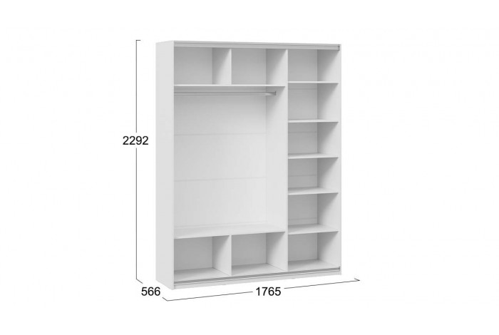 Шкаф-купе с 3 глухими дверями «Оскар Хилтон» 1800 Ручка белая, Белый снег, Белый матовый (Глухой/Глухой/Глухой)