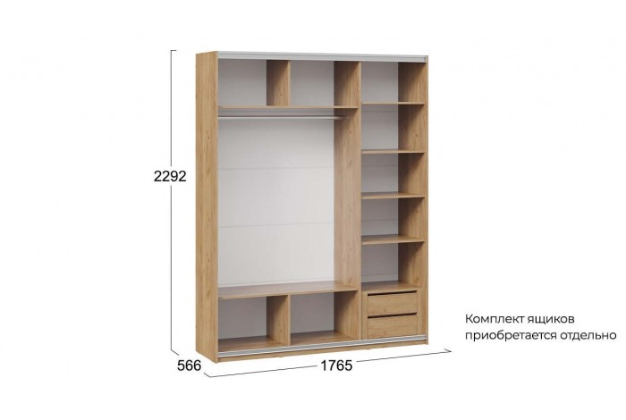 Шкаф-купе с 3 глухими дверями «Оскар Хилтон» 1800 Ручка серебро, Дуб Крафт золотой, Белый матовый (Глухой/Глухой/Глухой)