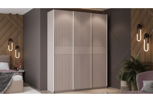 Шкаф-купе с 3 глухими дверями Оскар Хилтон 1800 Ручка белая, Кашемир, Кашемир сатин (Глухой/Глухой/Глухой)